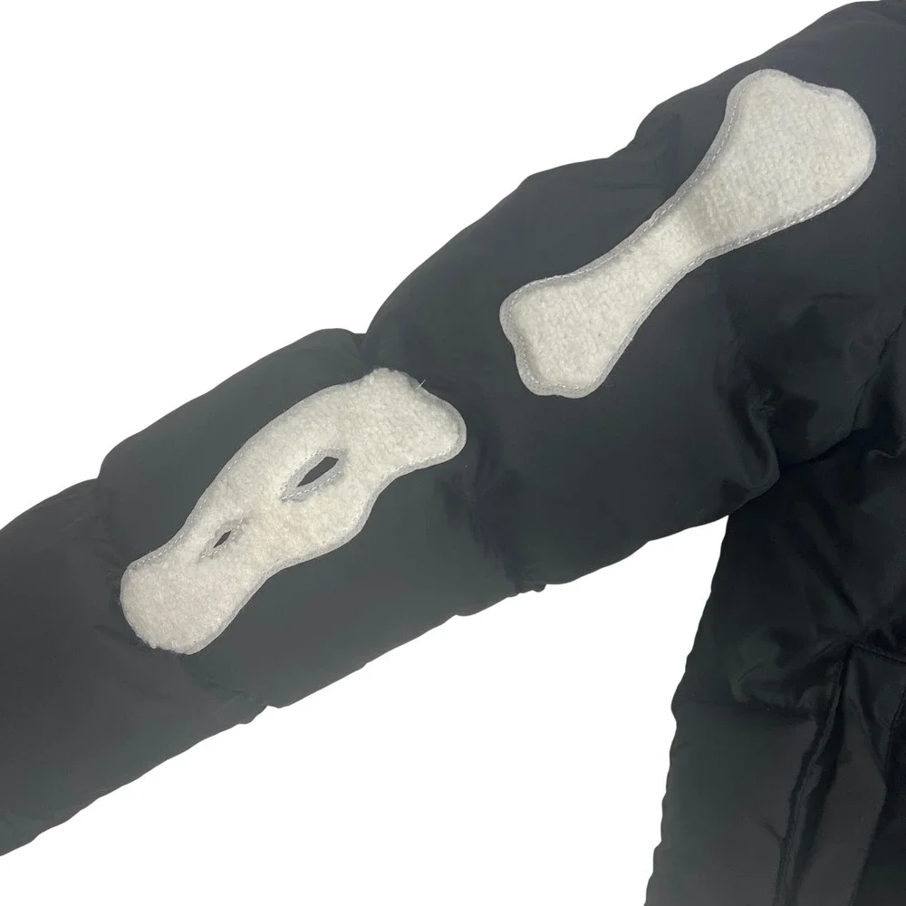 ONCOFONE Kids Black Skeleton Puffer Jacket Size Large Bones Halloween Winter‎